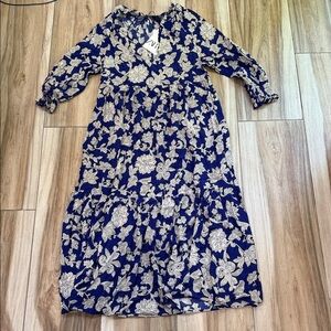 Zara Blue and White Patterned Dress